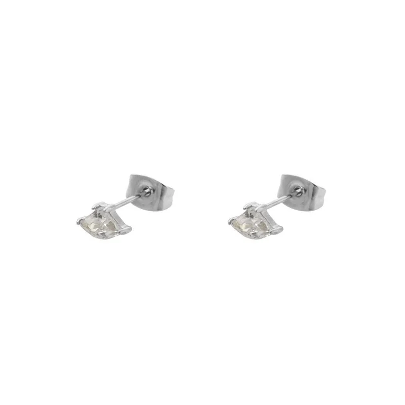 Mini Crystal Fan & Clover 316 Stainless Steel Stud Earrings