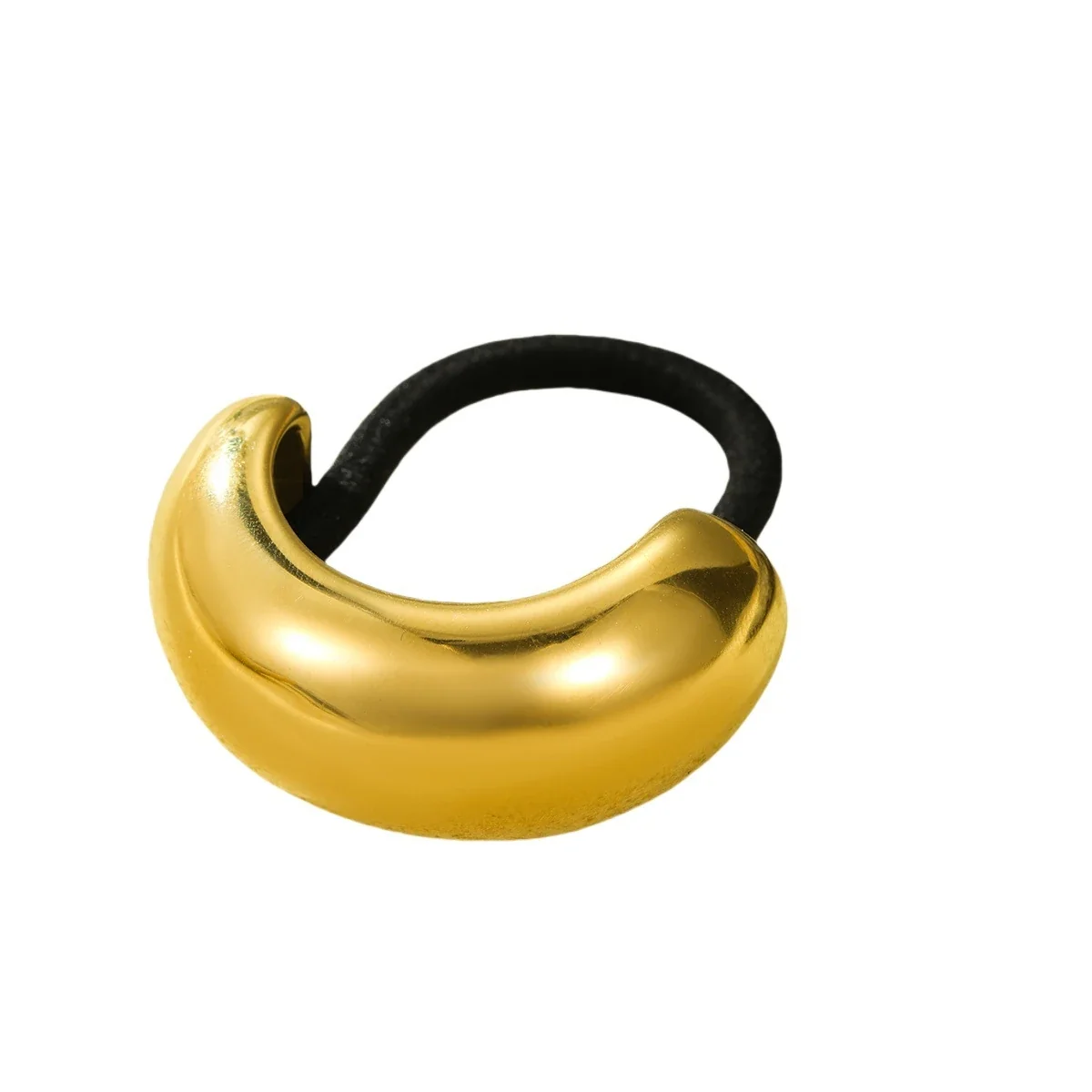 Hair Tie with Hollow Crescent 18K Gold-Plated Stainless Steel