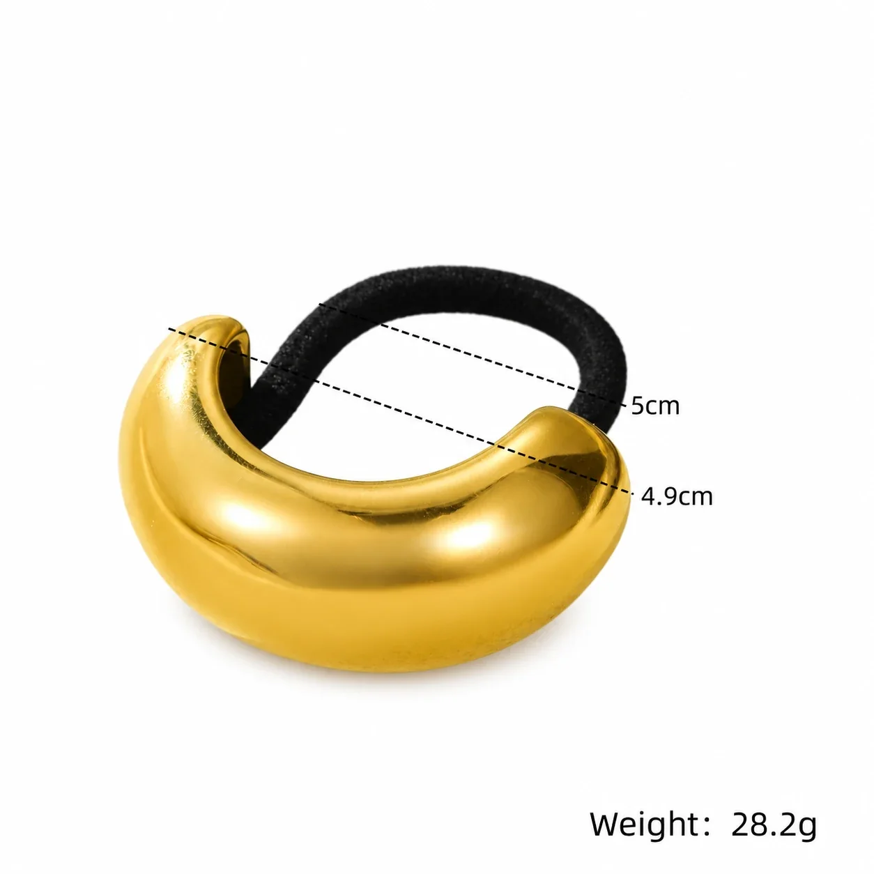 Hair Tie with Hollow Crescent 18K Gold-Plated Stainless Steel