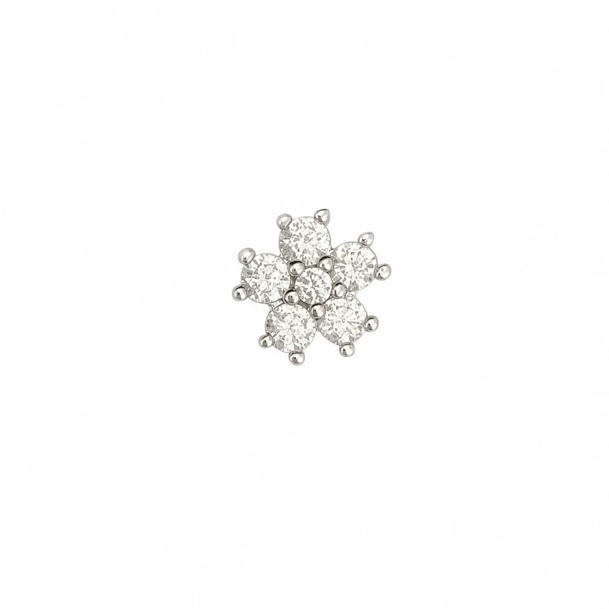 Petite 316 Stainless Flower CZ Stud Earrings - White