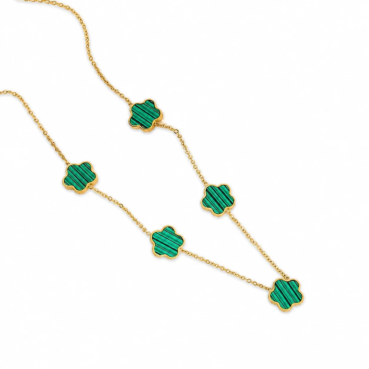 Foto del producto: Collar de Acero Inoxidable 316 Five Clover, Dorado con Incrustaciones - PVD