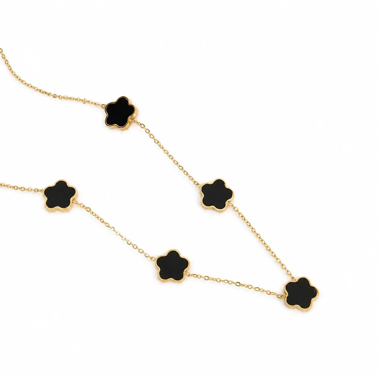 Foto del producto: Collar de Acero Inoxidable 316 Five Clover, Dorado con Incrustaciones - PVD