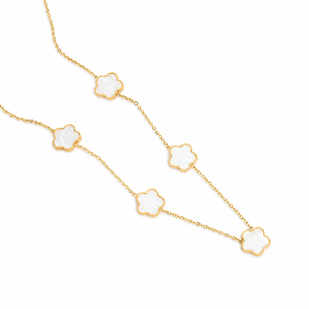 Foto del producto: Collar de Acero Inoxidable 316 Five Clover, Dorado con Incrustaciones - PVD