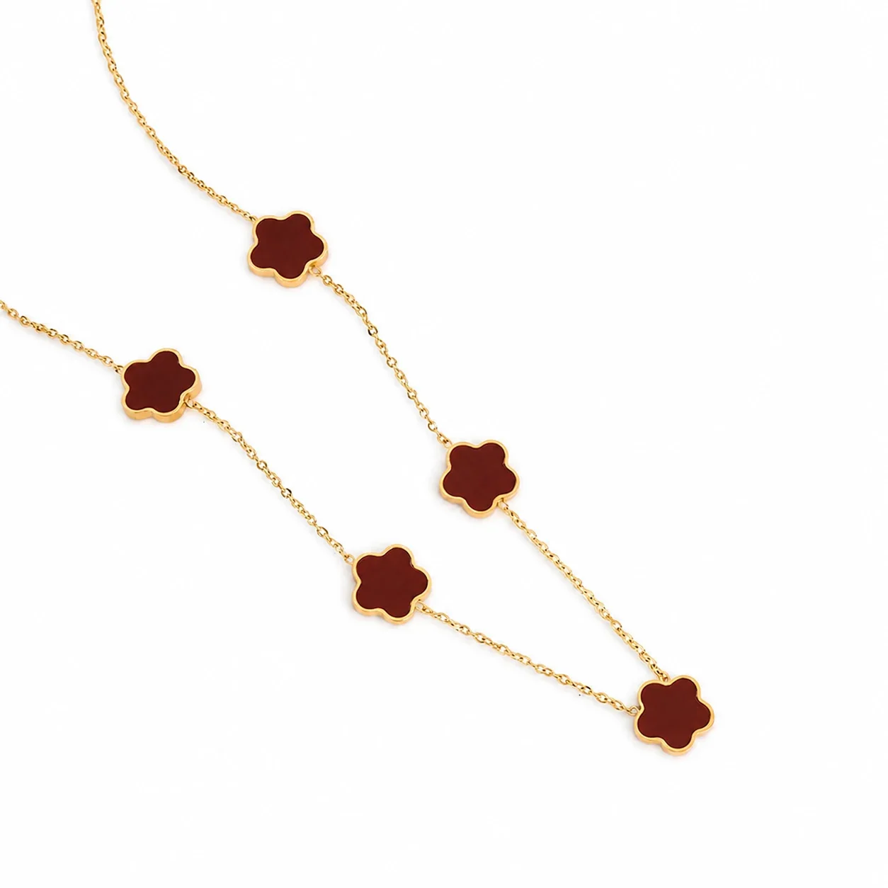 Foto del producto: Collar de Acero Inoxidable 316 Five Clover, Dorado con Incrustaciones - PVD