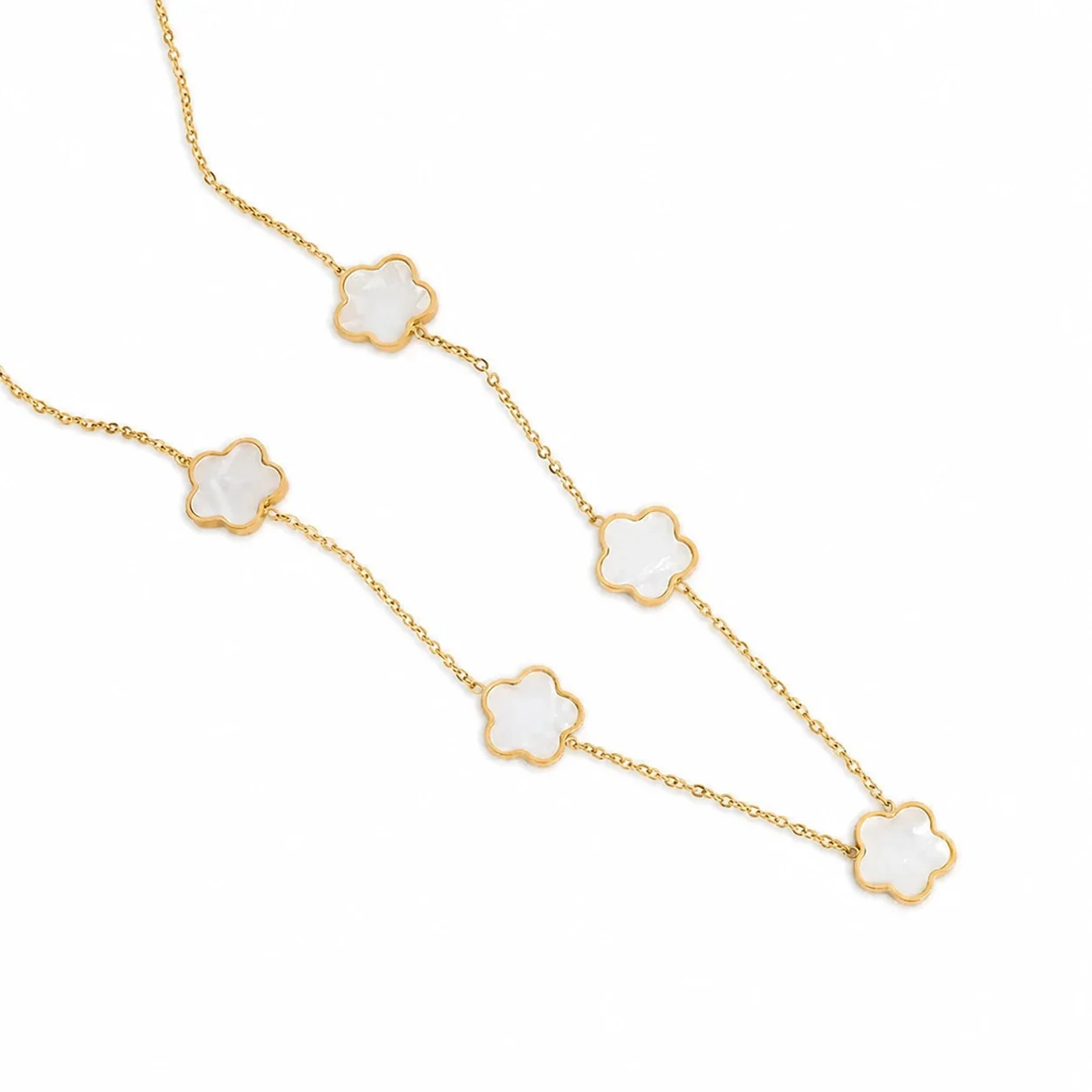 Foto del producto: Collar de Acero Inoxidable 316 Five Clover, Dorado con Incrustaciones - PVD