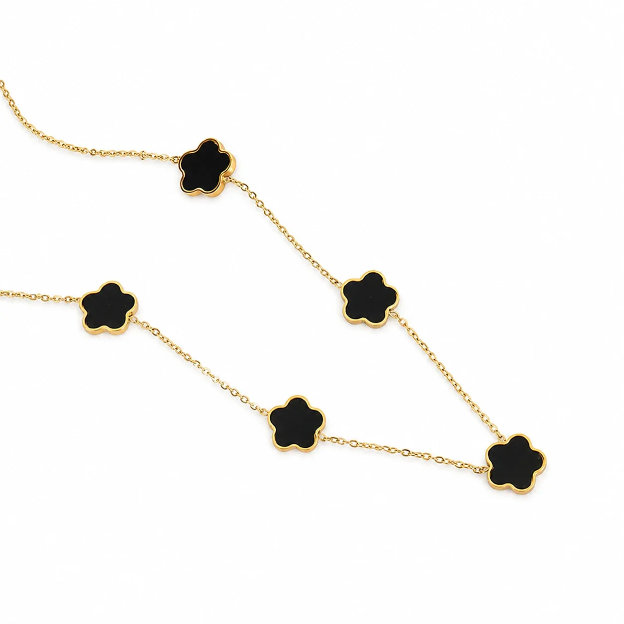 Foto del producto: Collar de Acero Inoxidable 316 Five Clover, Dorado con Incrustaciones - PVD