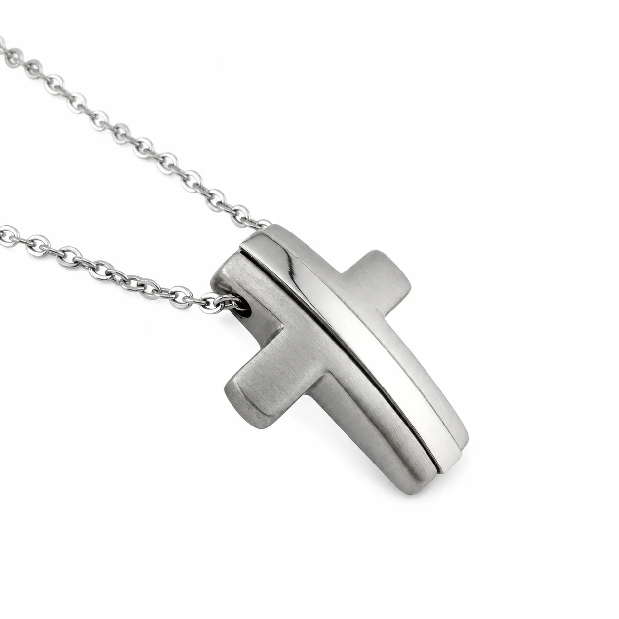 Sleek 316 Stainless Steel Layered Cross Pendant Necklace