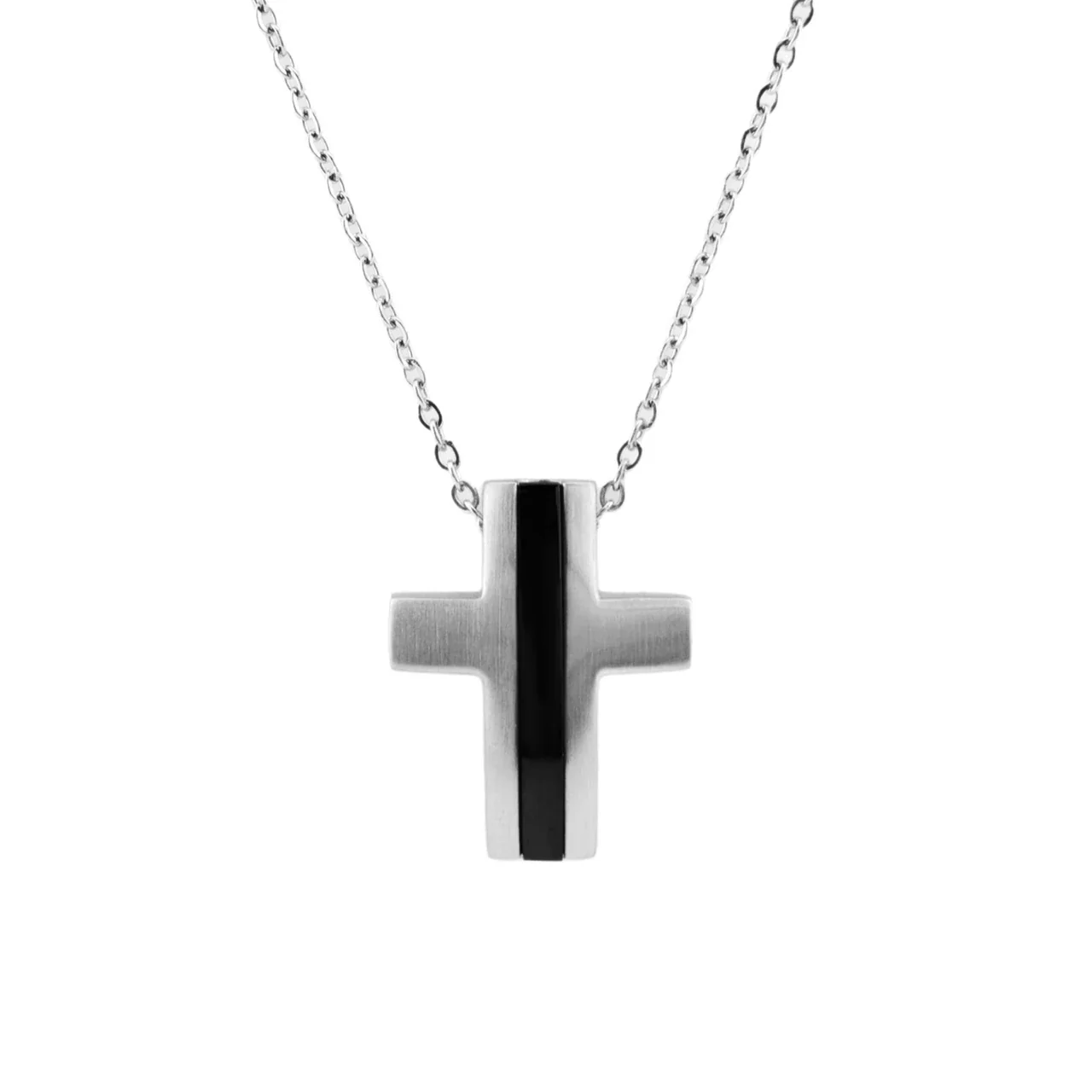 Sleek 316 Stainless Steel Layered Cross Pendant Necklace