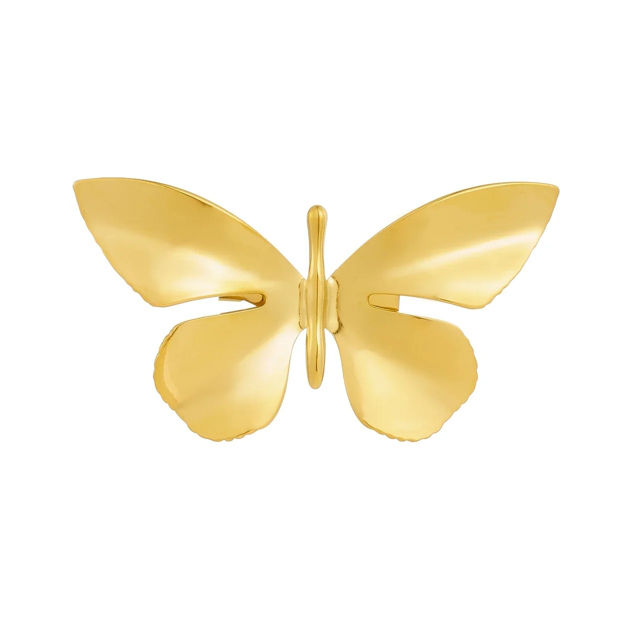 Butterfly Brooch with Scalloped Wings, Gold-Plated Steel