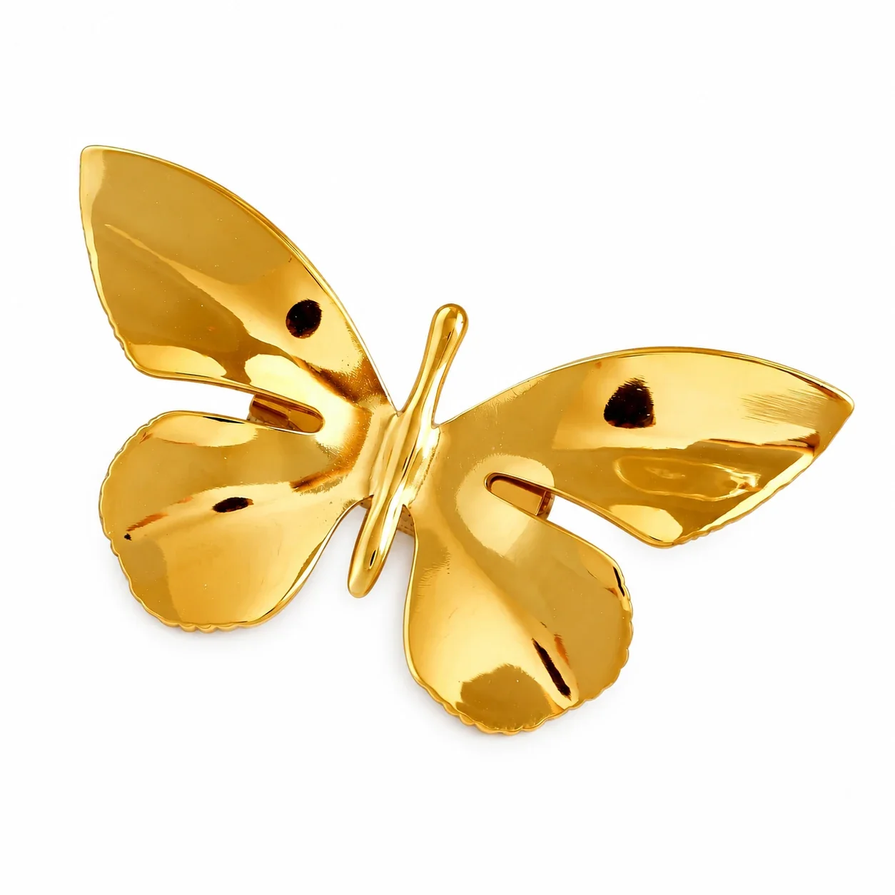 Butterfly Brooch with Scalloped Wings, Gold-Plated Steel - Gold