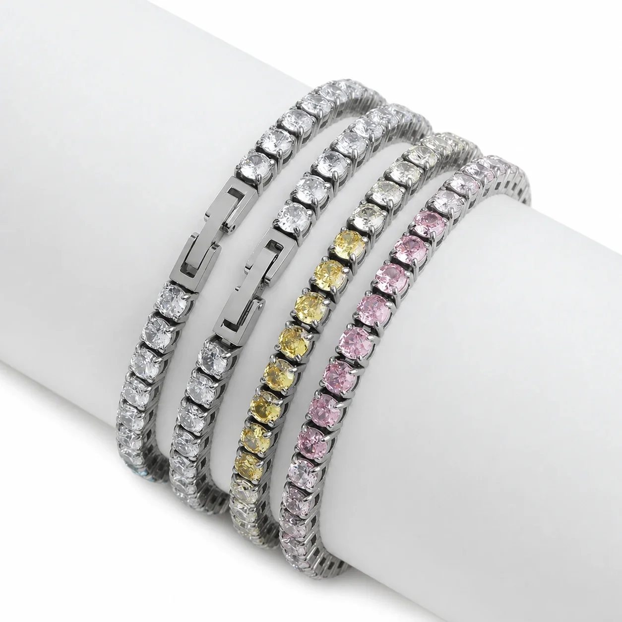 Polished 316 Stainless Steel Gradient CZ Tennis Bracelet