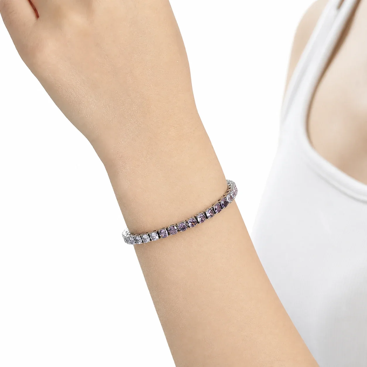 Polished 316 Stainless Steel Gradient CZ Tennis Bracelet