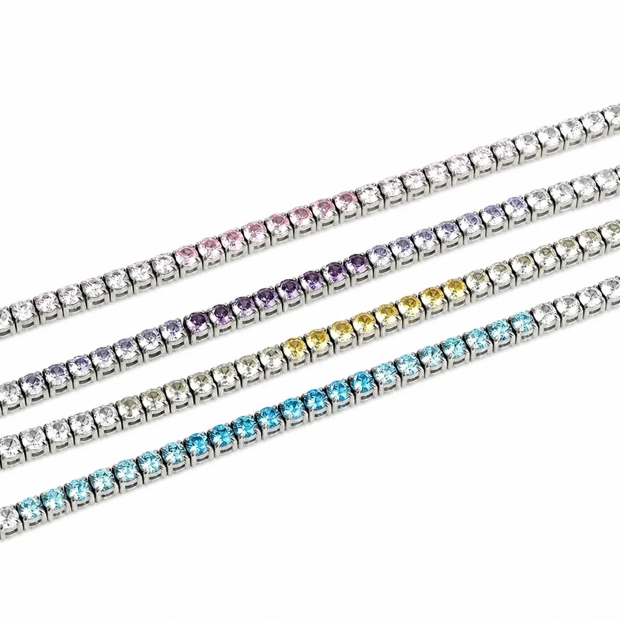 Polished 316 Stainless Steel Gradient CZ Tennis Bracelet