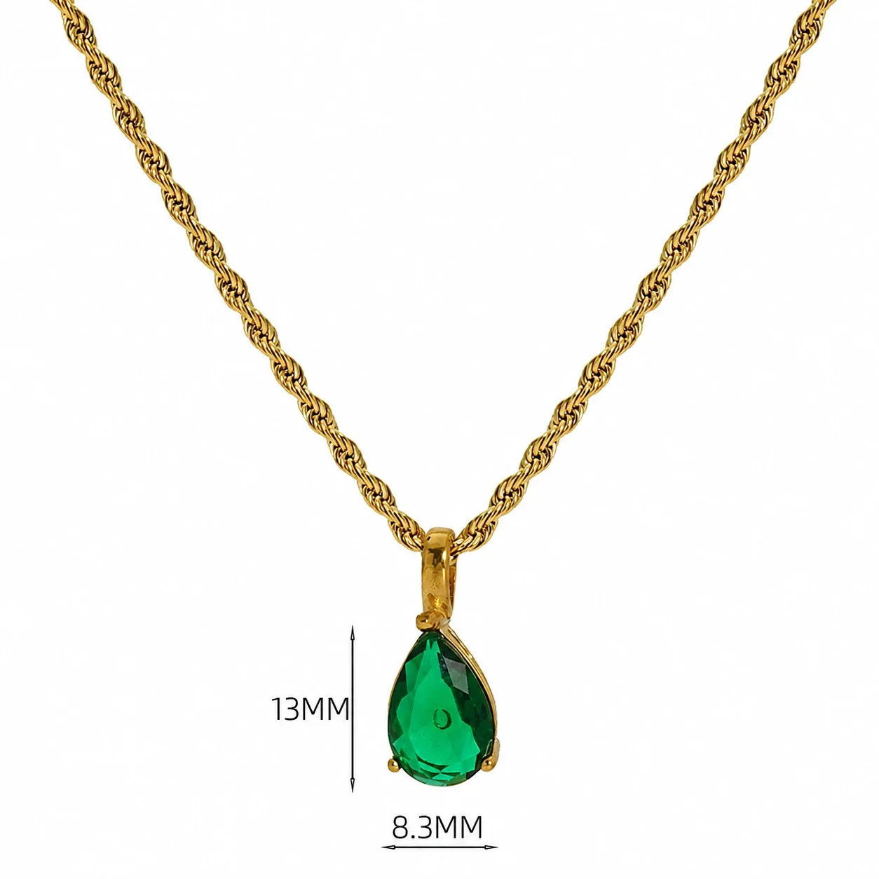 Radiant 18K Gold-Plated Rope Chain Teardrop Pendant Necklace - Royal Blue Crystal