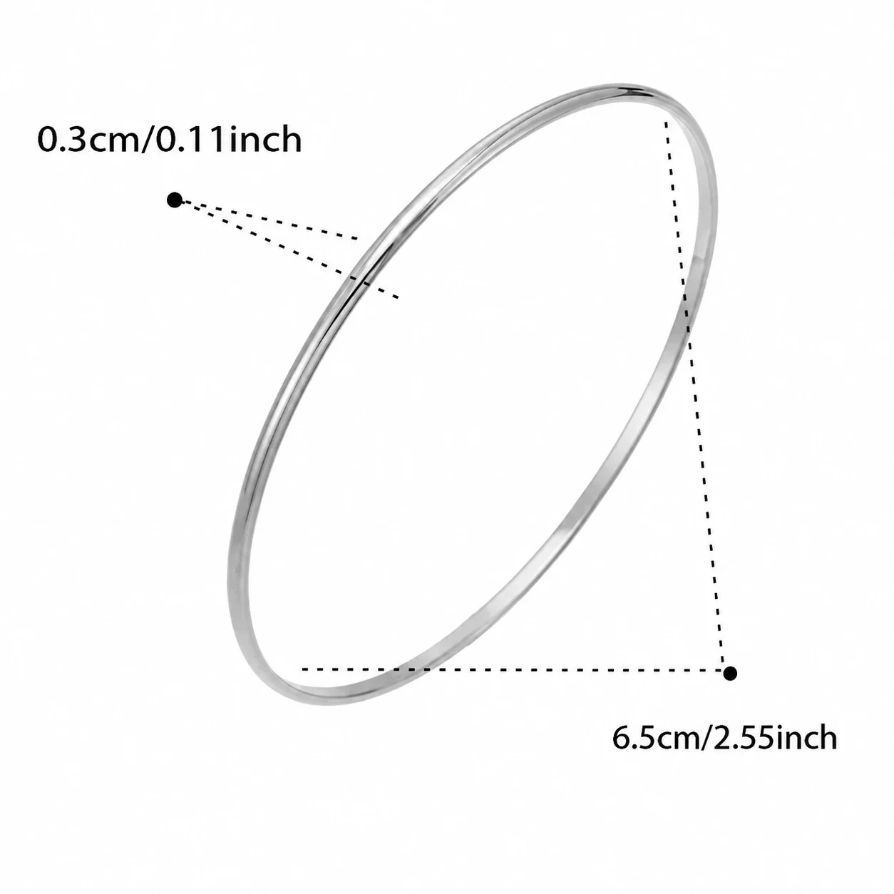 Refined 316L Stainless Steel Ribbed Smooth Stacking Bangle - Silver Smooth