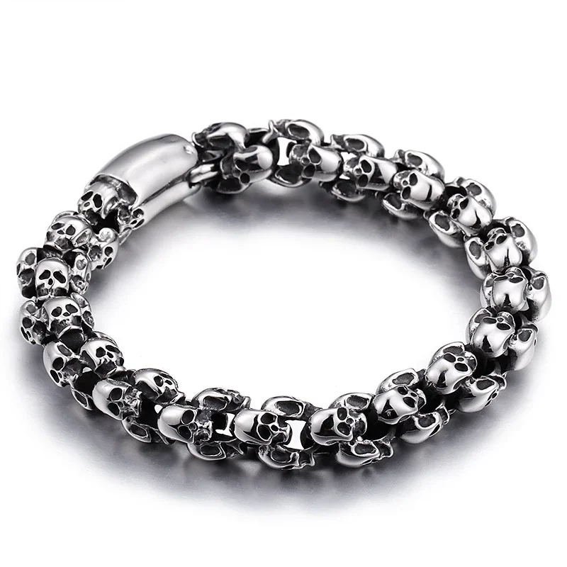 Bracelet Four-Sided Skull Link 316 Stainless Steel