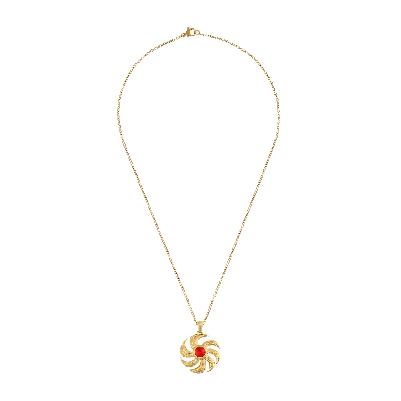 Radiant Gold-Plated Stainless Steel Sun Pinwheel Round CZ Jewelry Set