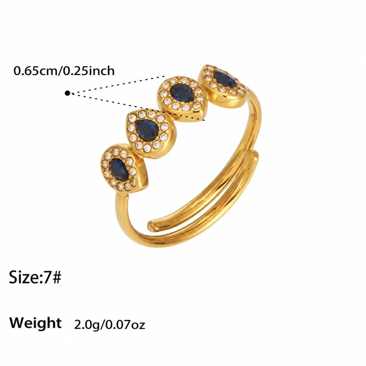 Foto del producto: Set de joyería, anillo halo de corazón y aros, acero con PVD de oro de 18K
