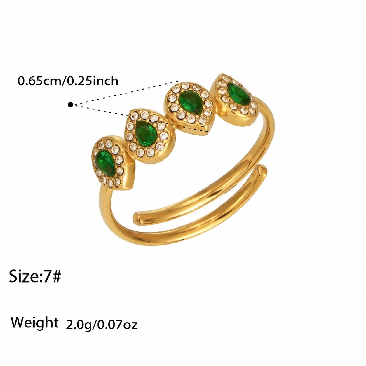 Foto del producto: Set de joyería, anillo halo de corazón y aros, acero con PVD de oro de 18K