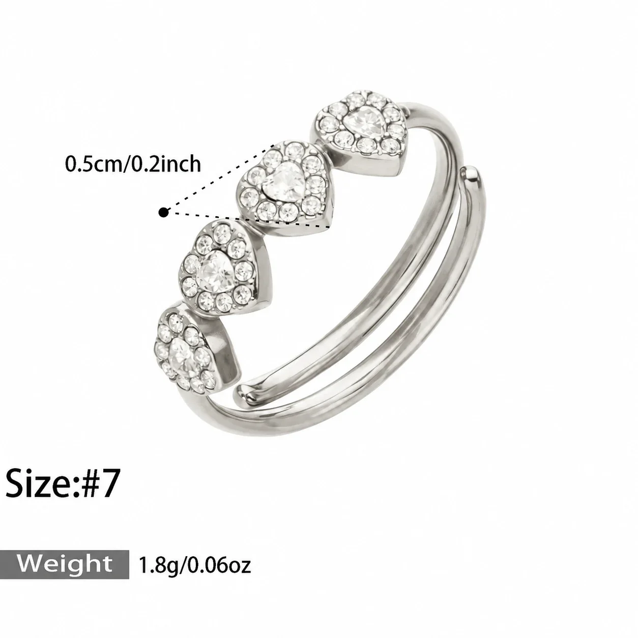 Foto del producto: Set de joyería, anillo halo de corazón y aros, acero con PVD de oro de 18K
