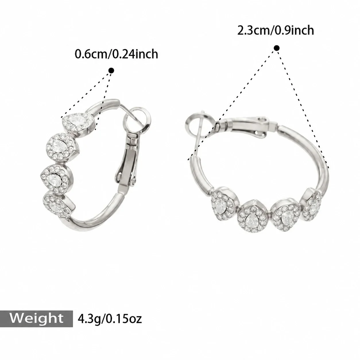 Foto del producto: Set de joyería, anillo halo de corazón y aros, acero con PVD de oro de 18K