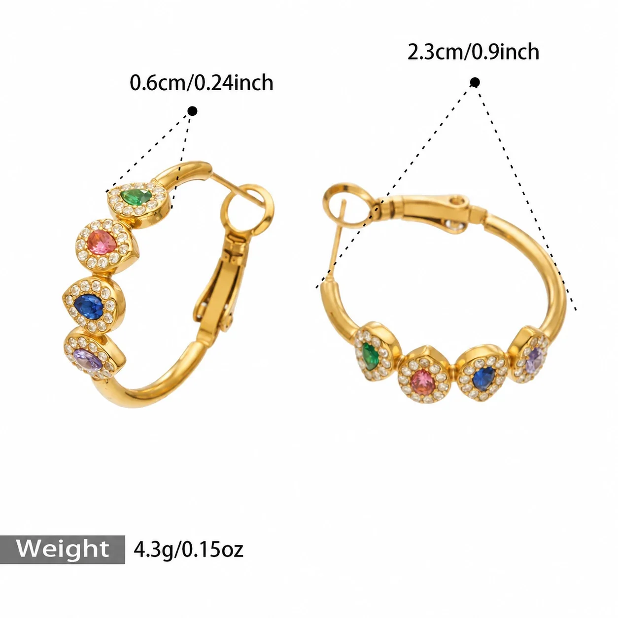Foto del producto: Set de joyería, anillo halo de corazón y aros, acero con PVD de oro de 18K