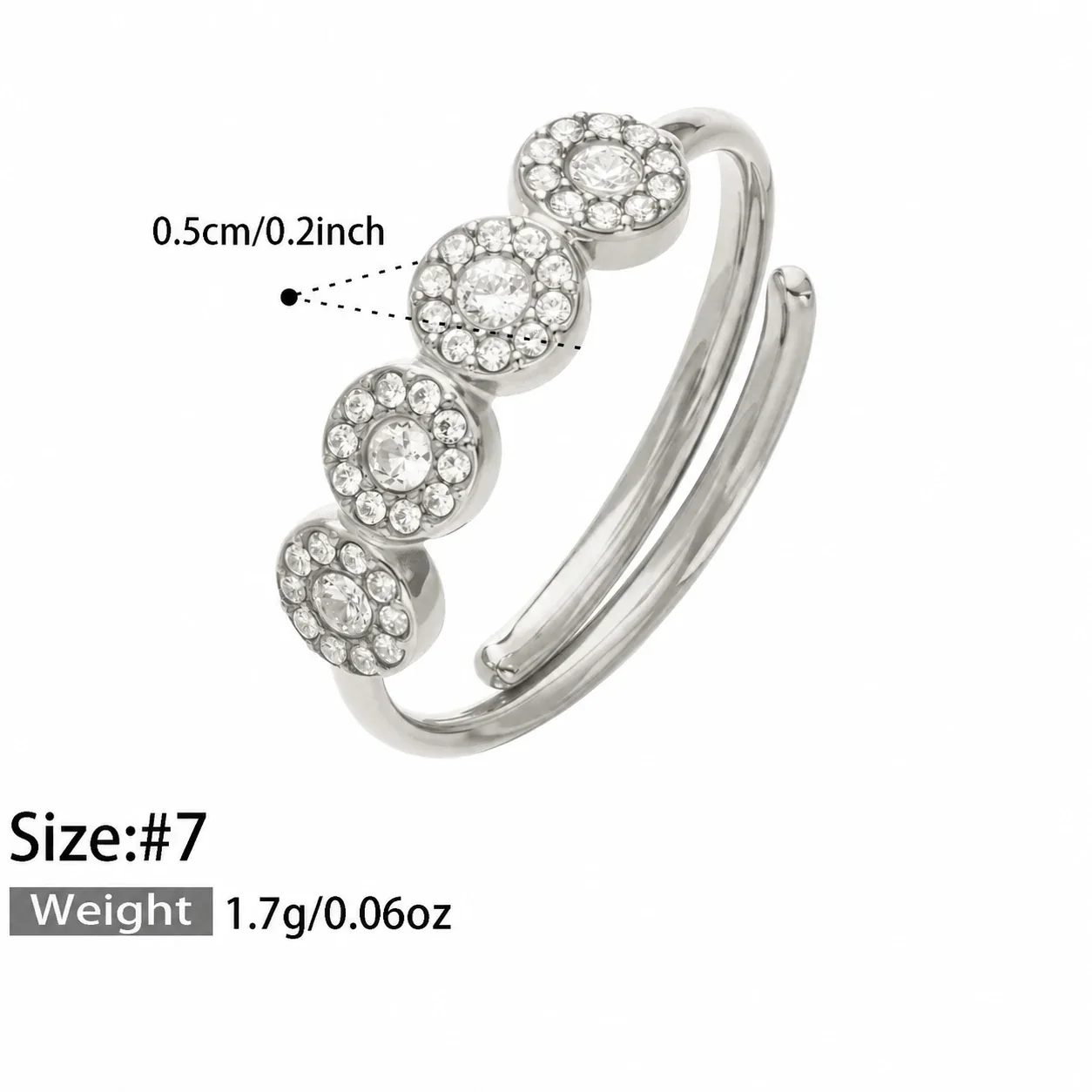 Foto del producto: Set de joyería, anillo halo de corazón y aros, acero con PVD de oro de 18K