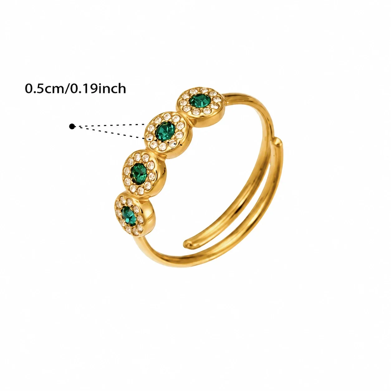Foto del producto: Set de joyería, anillo halo de corazón y aros, acero con PVD de oro de 18K
