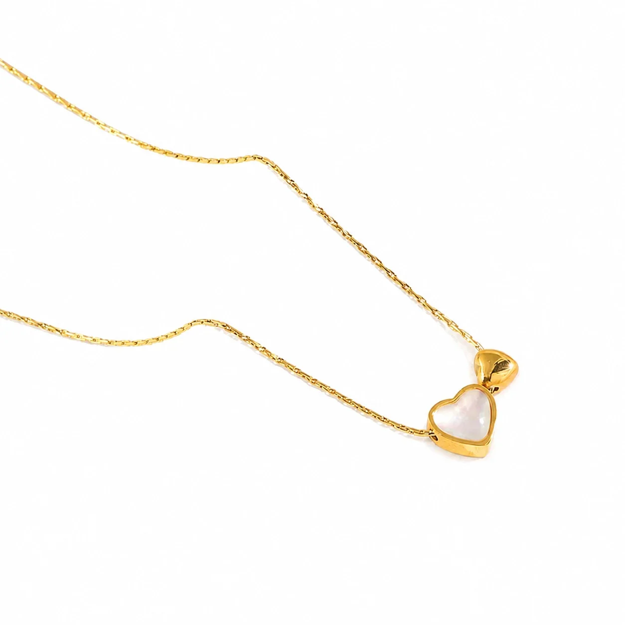 Delicate Gold-Plated Shell Heart Charm Necklace