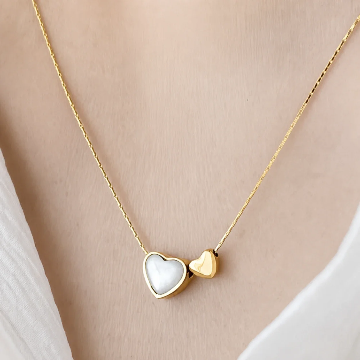 Delicate Gold-Plated Shell Heart Charm Necklace