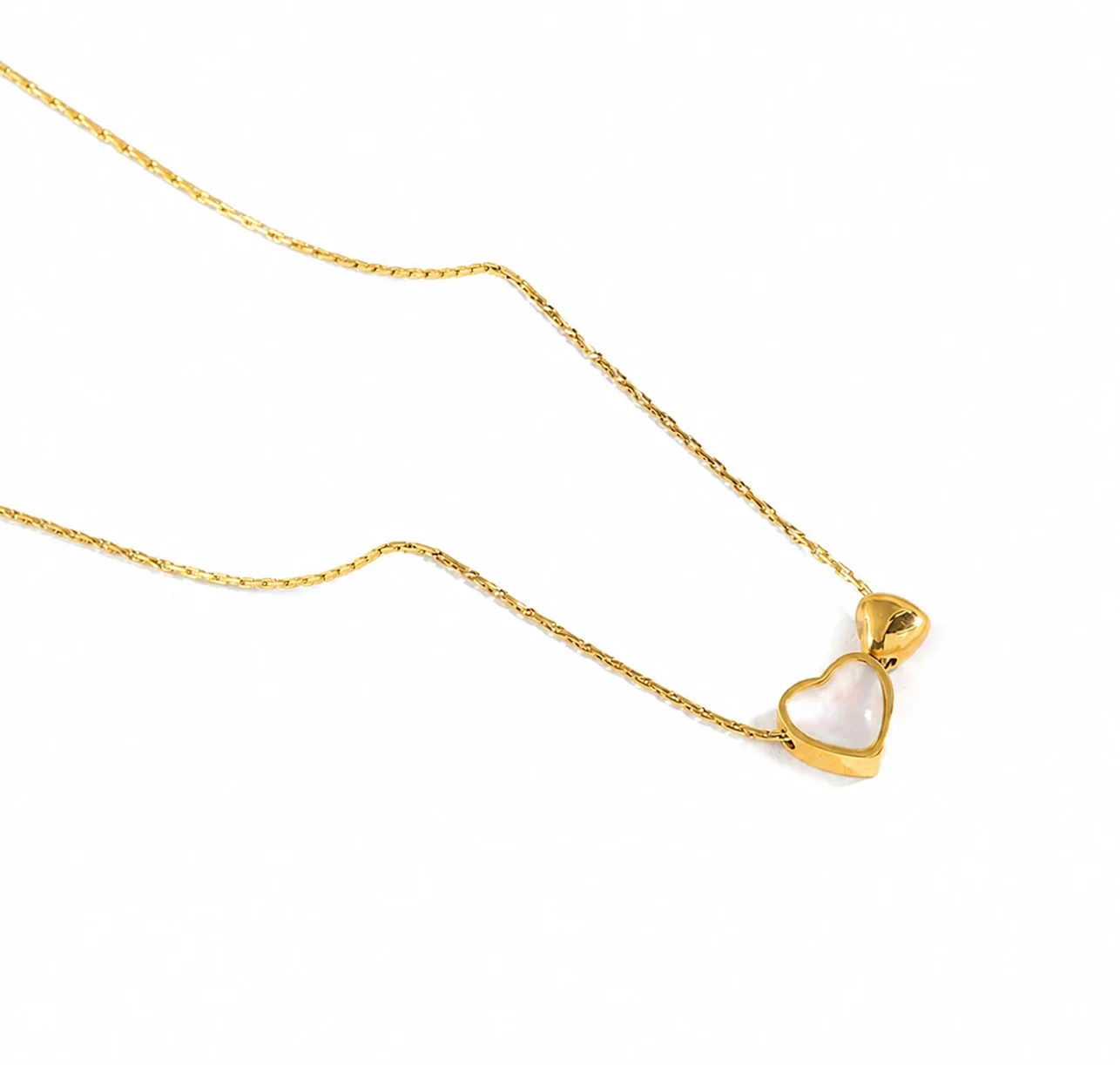 Delicate Gold-Plated Shell Heart Charm Necklace - Gold