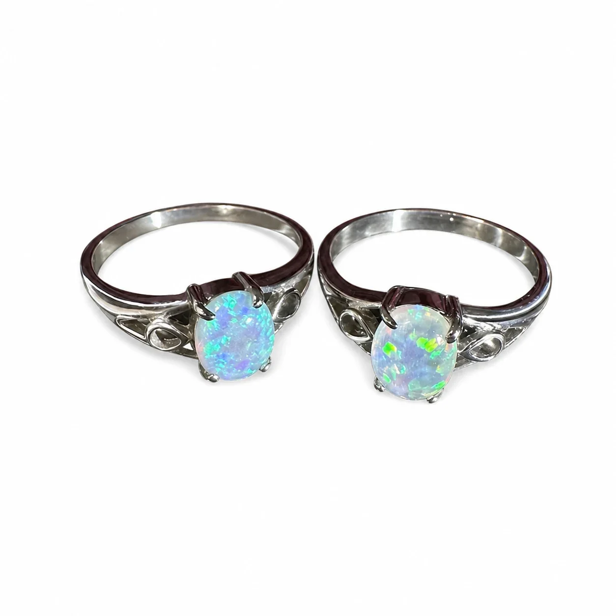 Iridescent 316 Stainless Steel Oval Opal Signet Ring