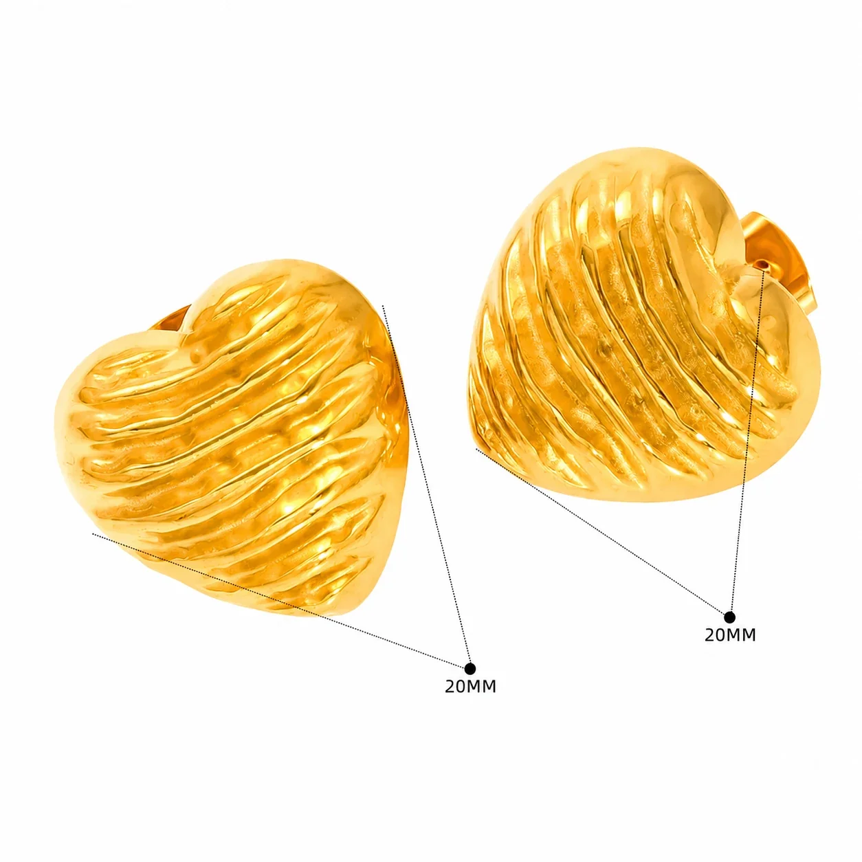 Sculptural Gold-Plated Ribbed Geometric Dome Stud Earrings - Gold Hexagon