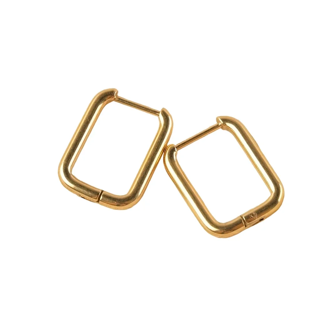 Sleek Stainless Steel Rectangular Hoop Earrings