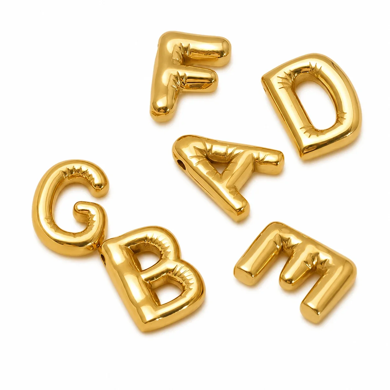 Playful 18K Gold PVD Stainless Steel Bubble Letter Pendant