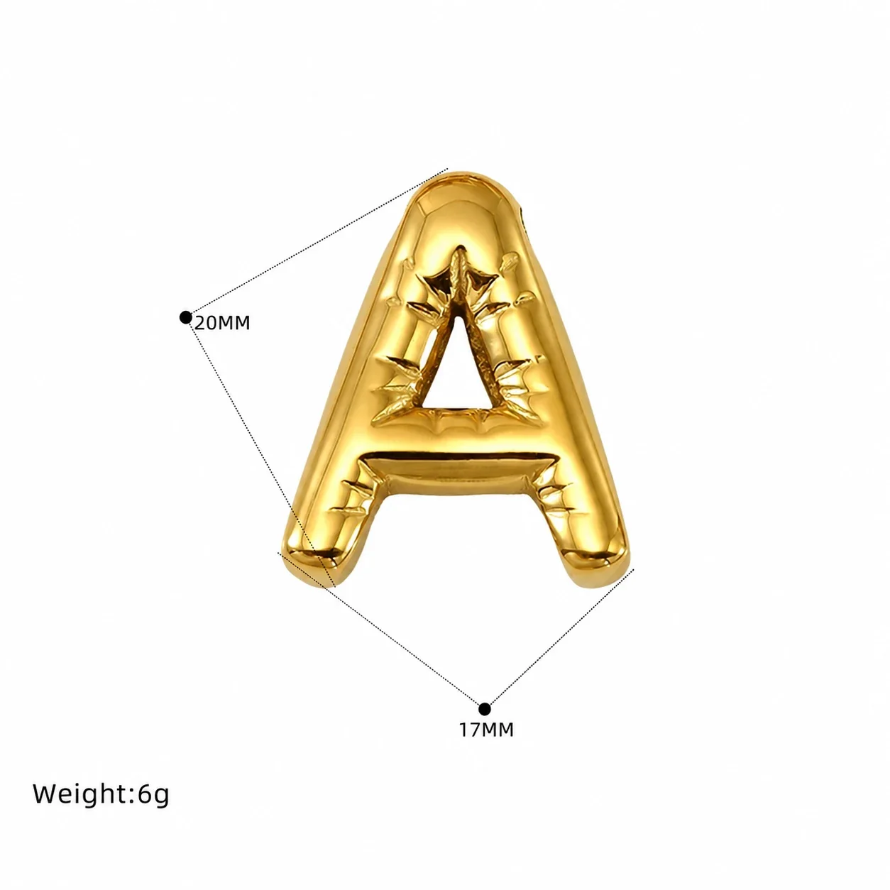 Playful 18K Gold PVD Stainless Steel Bubble Letter Pendant - Gold Letter A