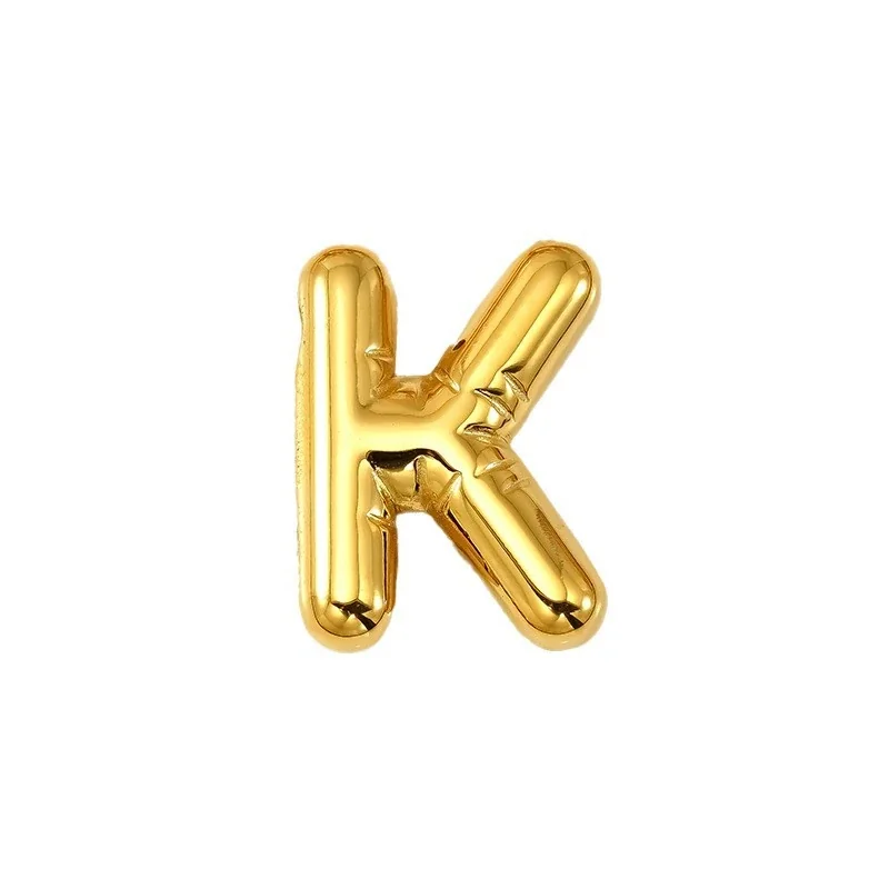 Playful 18K Gold PVD Stainless Steel Bubble Letter Pendant - Gold Letter K