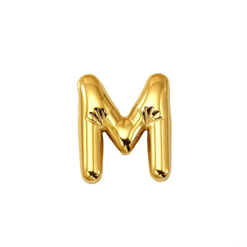 Playful 18K Gold PVD Stainless Steel Bubble Letter Pendant - Gold Letter M