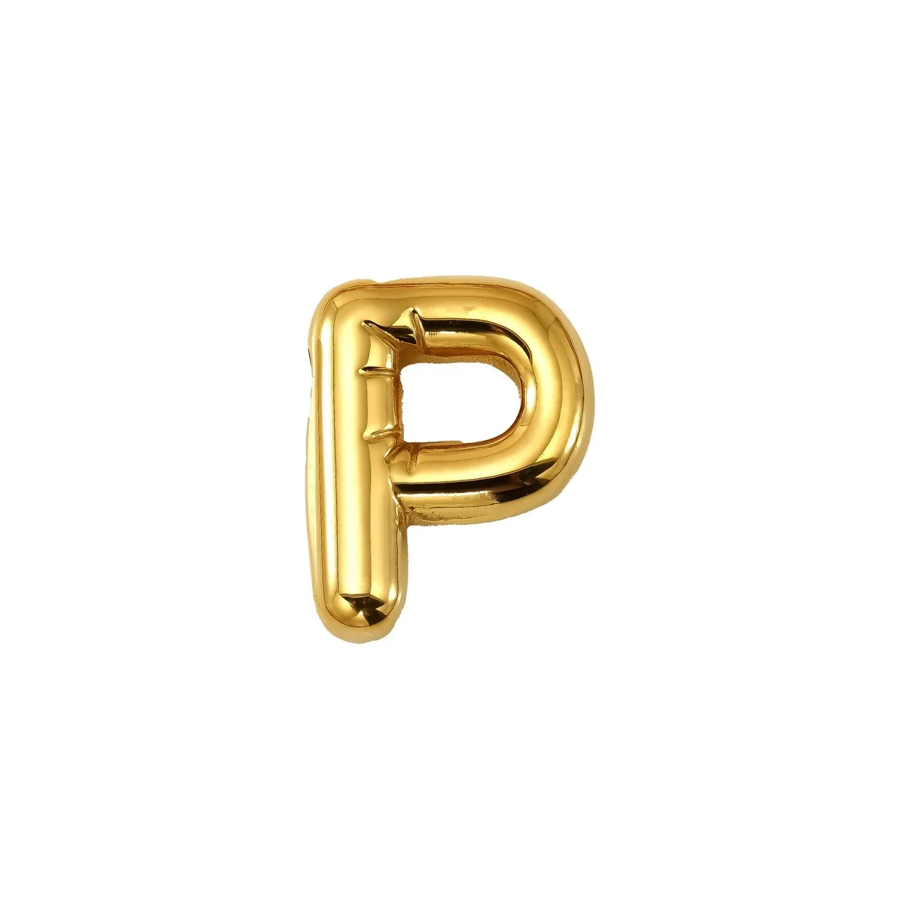 Playful 18K Gold PVD Stainless Steel Bubble Letter Pendant - Gold Letter P