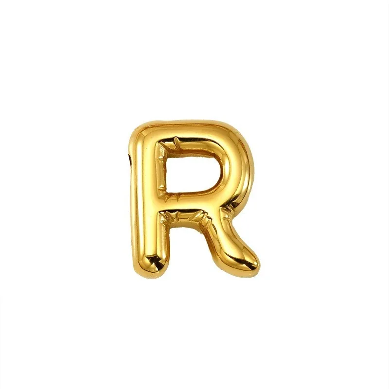 Playful 18K Gold PVD Stainless Steel Bubble Letter Pendant - Gold Letter R