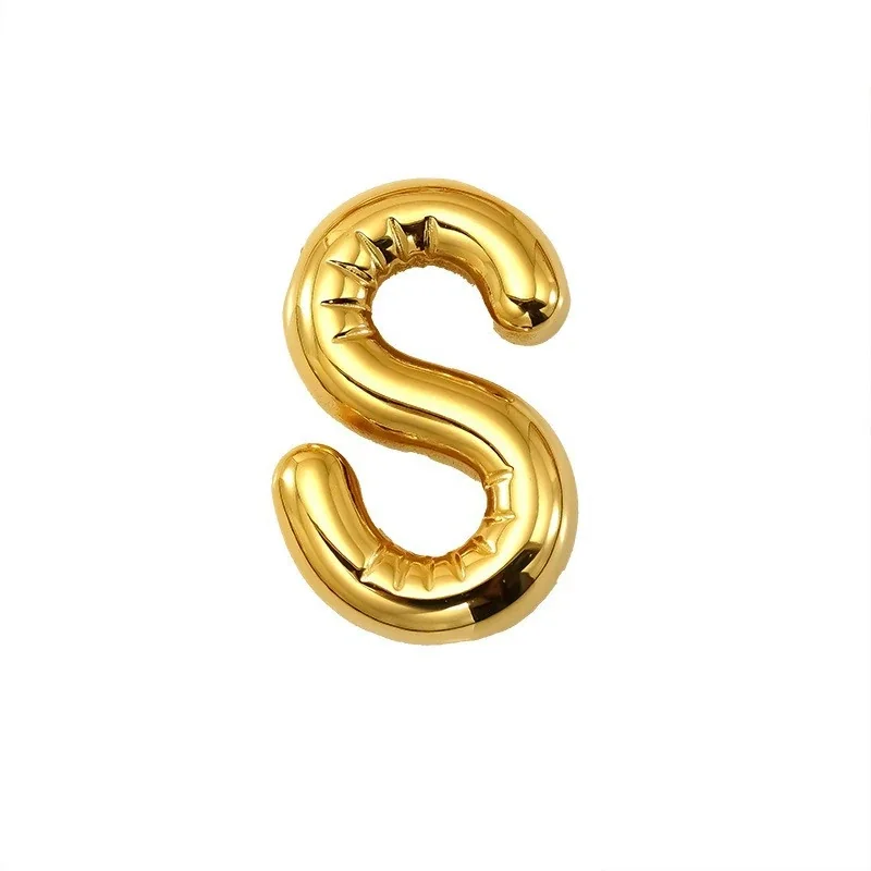 Playful 18K Gold PVD Stainless Steel Bubble Letter Pendant - Gold Letter S