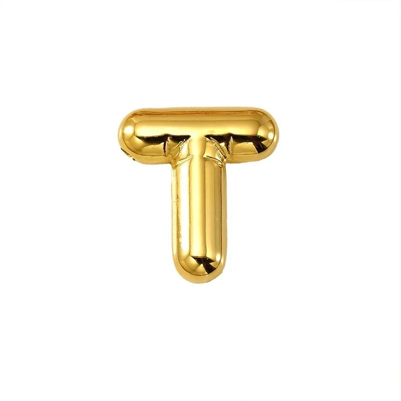 Playful 18K Gold PVD Stainless Steel Bubble Letter Pendant - Gold Letter T