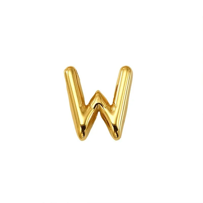 Playful 18K Gold PVD Stainless Steel Bubble Letter Pendant - Gold Letter W