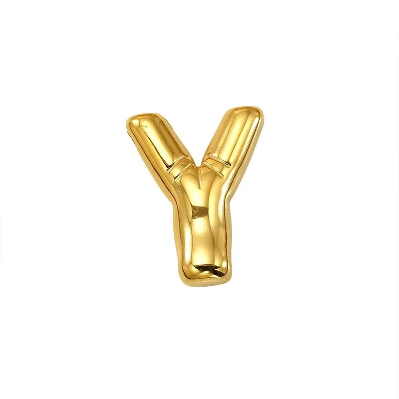 Playful 18K Gold PVD Stainless Steel Bubble Letter Pendant - Gold Letter Y