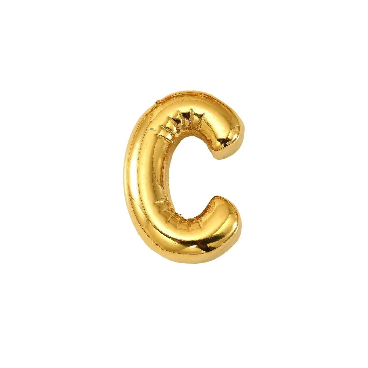Playful 18K Gold PVD Stainless Steel Bubble Letter Pendant - Gold Letter C