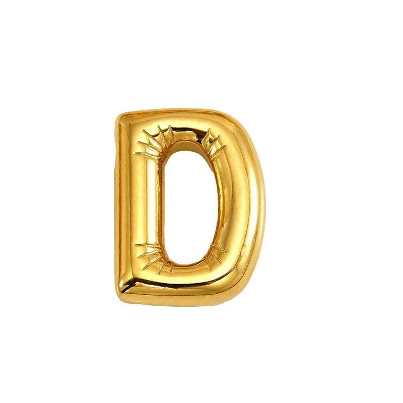 Playful 18K Gold PVD Stainless Steel Bubble Letter Pendant - Gold Letter D