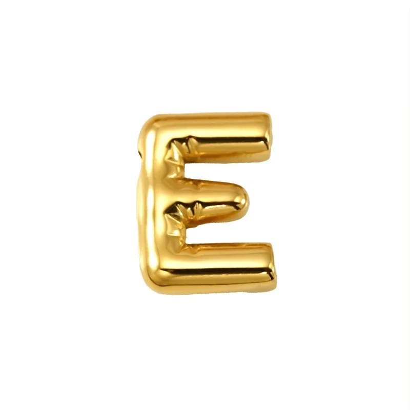 Playful 18K Gold PVD Stainless Steel Bubble Letter Pendant - Gold Letter E