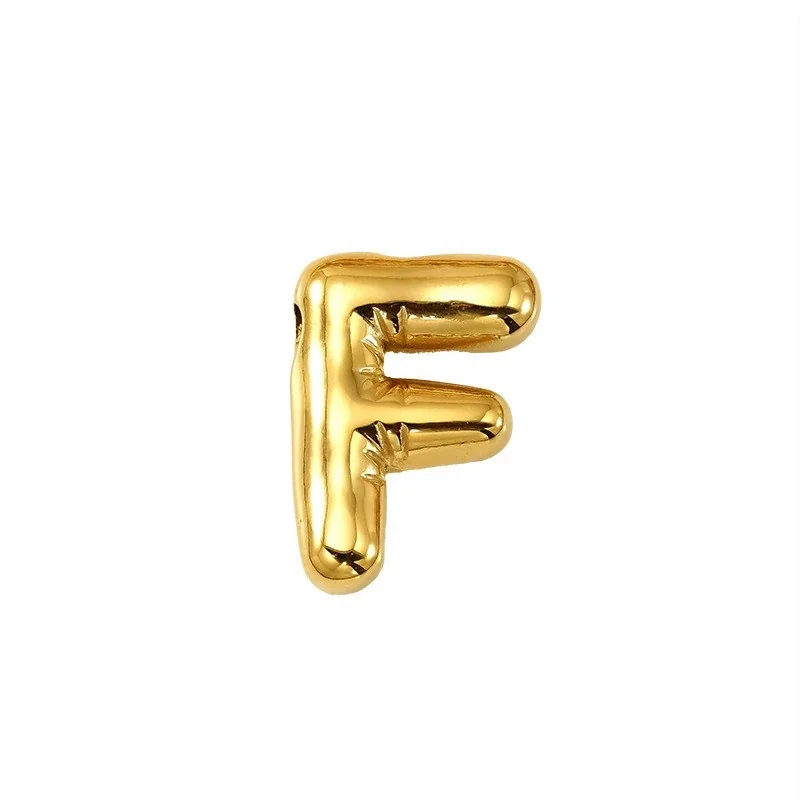 Playful 18K Gold PVD Stainless Steel Bubble Letter Pendant - Gold Letter F