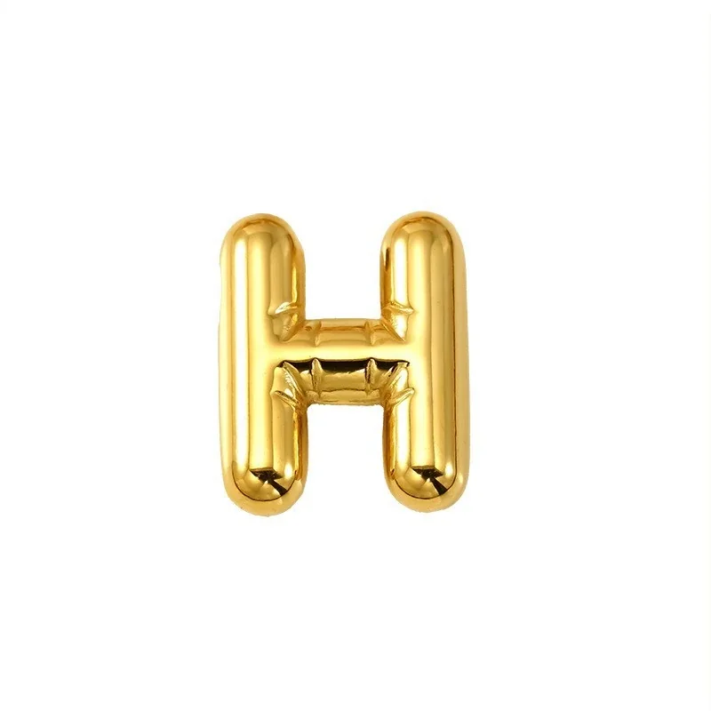 Playful 18K Gold PVD Stainless Steel Bubble Letter Pendant - Gold Letter H