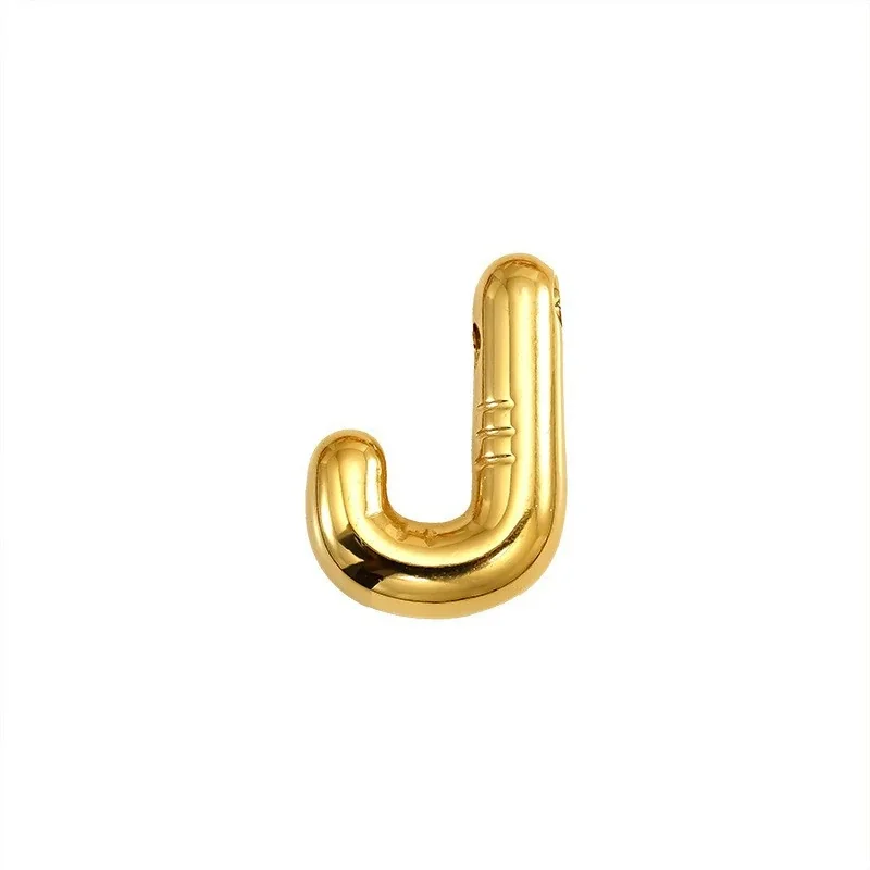 Playful 18K Gold PVD Stainless Steel Bubble Letter Pendant - Gold Letter J